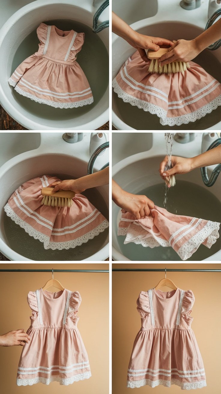 Instructions for caring for a Lolita dress, including washing and storing tips.